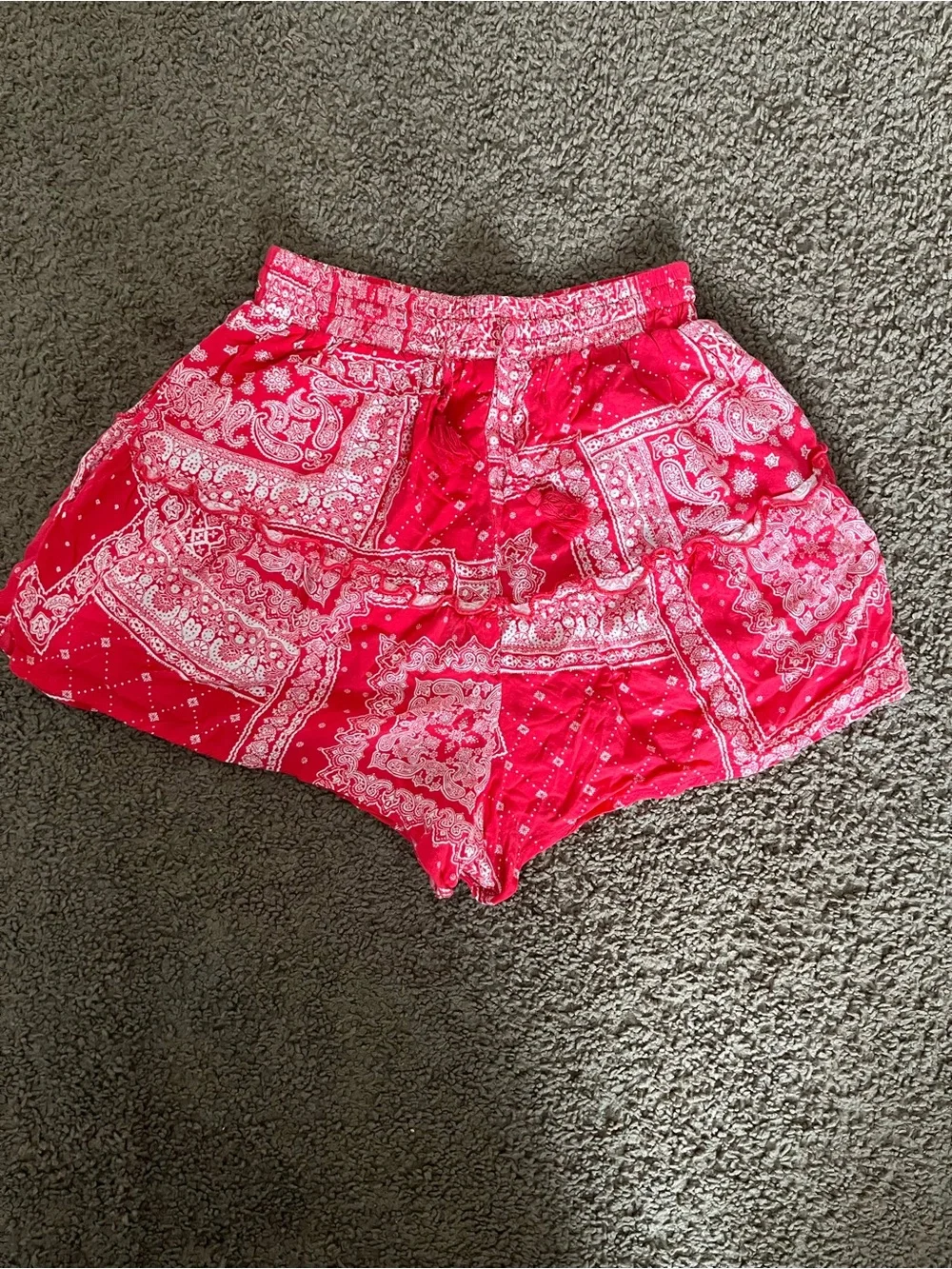Women’s Pink Bandana Print Elastic Waist Shorts